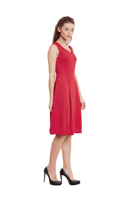 sachin and babi light blue dress Sleeveless Knee Length Red Bow Back Satin Dress