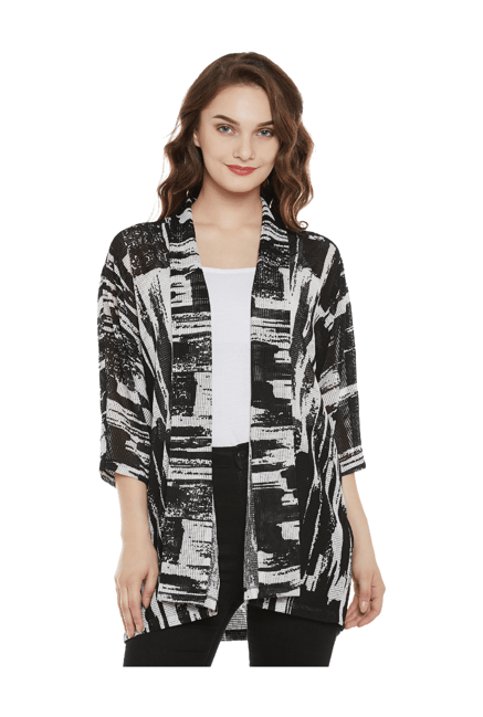 Miss Chase Black & White Printed Shrug-picture-34