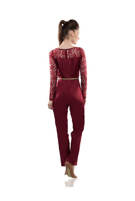 maroon lace jumpsuit