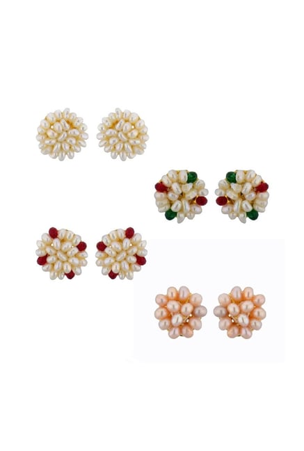Sri Jagdamba Pearls Multicolor Alloy Stud Earrings Set of 4