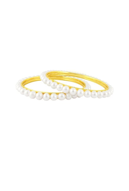 Sri Jagdamba Pearls Cordial Golden Alloy Round Bangles-picture-21