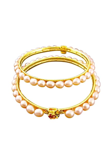 Sri Jagdamba Pearls Golden Alloy Round Bangles-picture-23