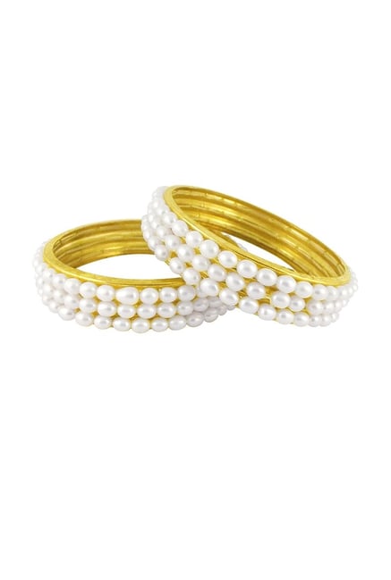Sri Jagdamba Pearls Golden Alloy Round Bangles-picture-39