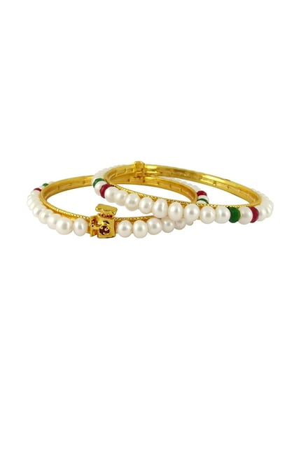 Sri Jagdamba Pearls Golden Alloy Round Bangles-picture-22