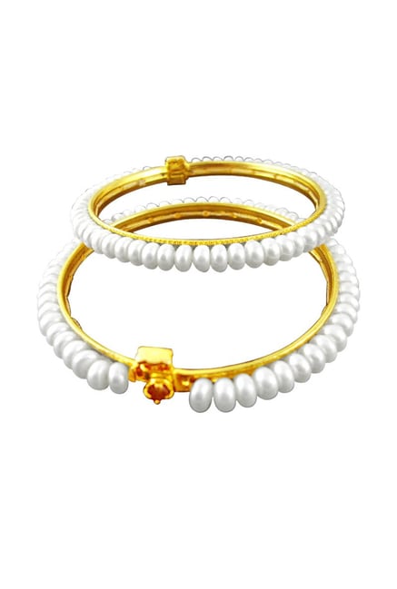 Sri Jagdamba Pearls Golden Alloy Round Bangles-picture-48