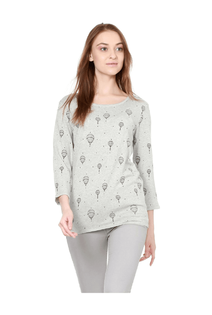 Solly by Allen Solly Grey Printed Top