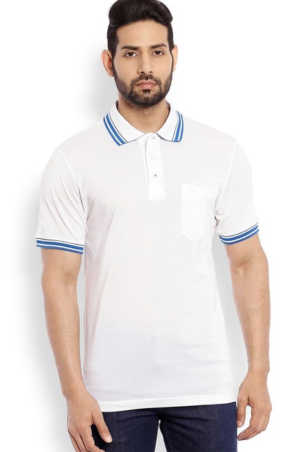 Buy Raymond White Half Sleeves Cotton Polo T-Shirt for Men Online