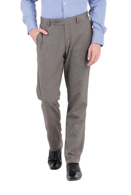 Buy John Players Men Grey Slim Fit Solid Formal Trousers on Myntra   PaisaWapascom