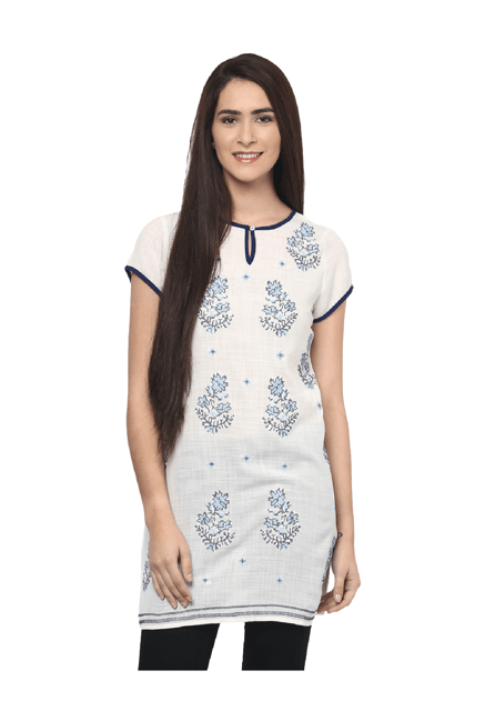 Fusion Beats Off White Printed Tunic