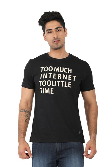 Buy John Players Black Printed Cotton T 
