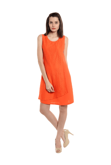 Cotton Printed Stylish Orange Kurti Dress For Women/Girls