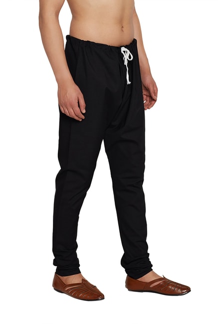 Buy Sojanya Black Regular Fit Solid Churidar Pants for Men Online