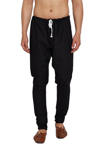 Sojanya Black Regular Fit Solid Churidar Pants-Sojanya-Apparel-TATA CLIQ