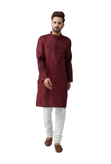 Sojanya Red & Off-White Regular Fit Kurta Set