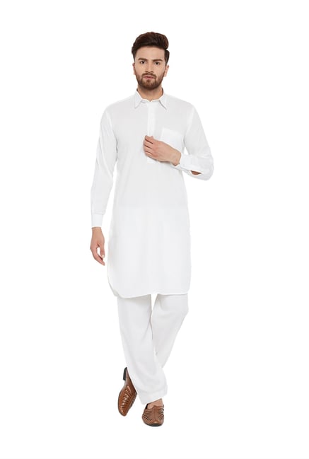 Sojanya Off-White Full Sleeves Pathani Kurta Set