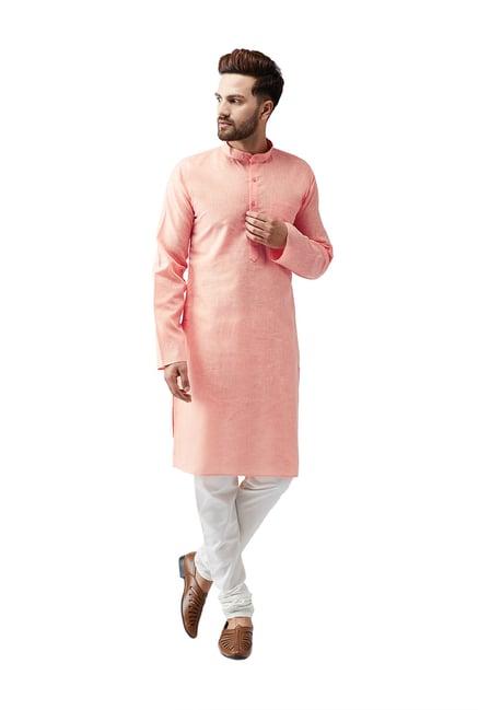 Sojanya Coral & Off-White Full Sleeves Kurta Set