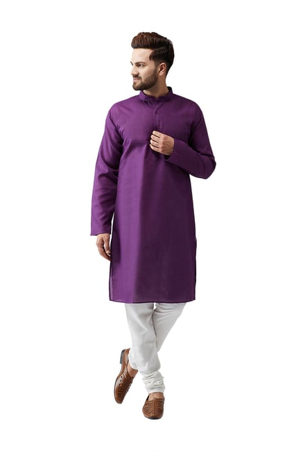 Sojanya Purple & Off-White Full Sleeves Kurta Set