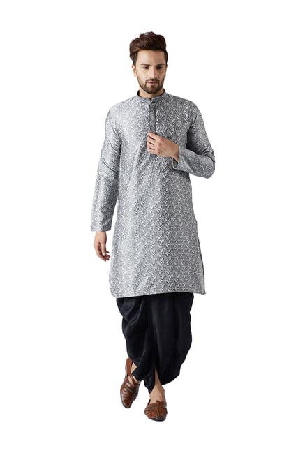 ROYAL Kurta - Set da uomo in misto seta Desi Dhoti Kurta, Rosso e