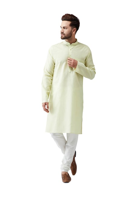 Sojanya Lime Green & Off-White Full Sleeves Kurta Set