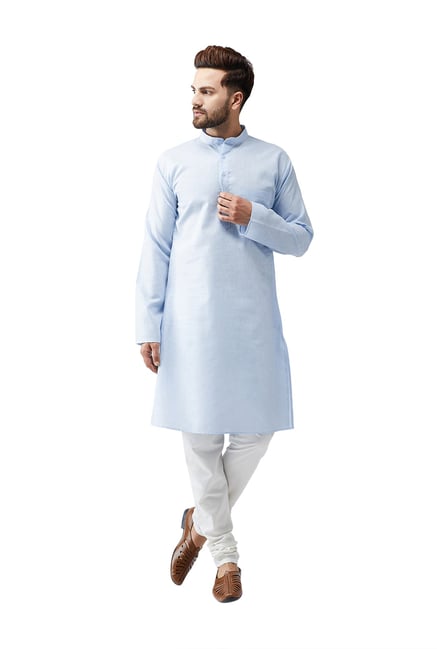 Sojanya Light Blue & Off-White Full Sleeves Kurta Set