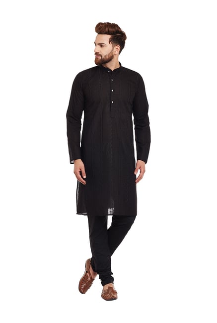 Sojanya Black Band Collar Full Sleeves Kurta Set