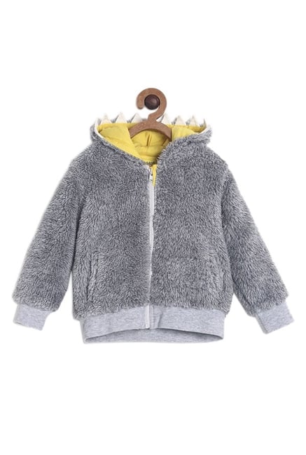 Buy MINIKLUB Kids Grey Textured Hoodie for Infant Boys Online
