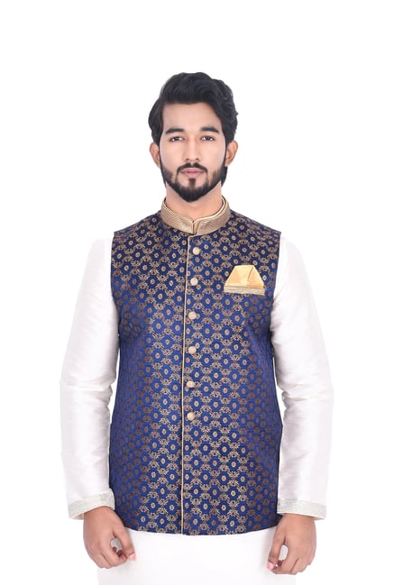 Buy Boys Blue And White Kurta Jacket Set Online in India @Manyavar - Kurta  Jacket Set for Boys