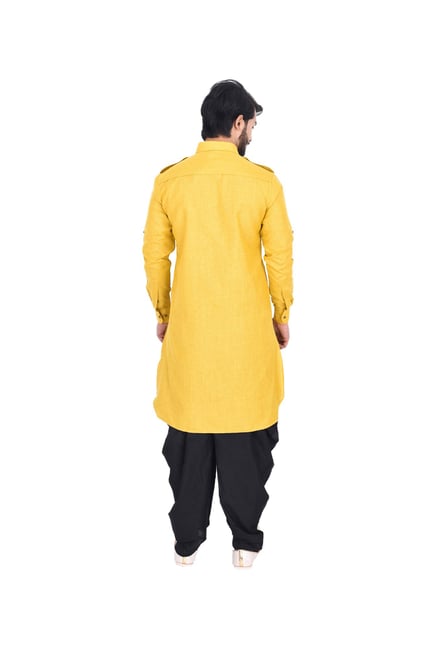 Buy Manyavar Yellow Solid Kurta for Men s Online TataCliq