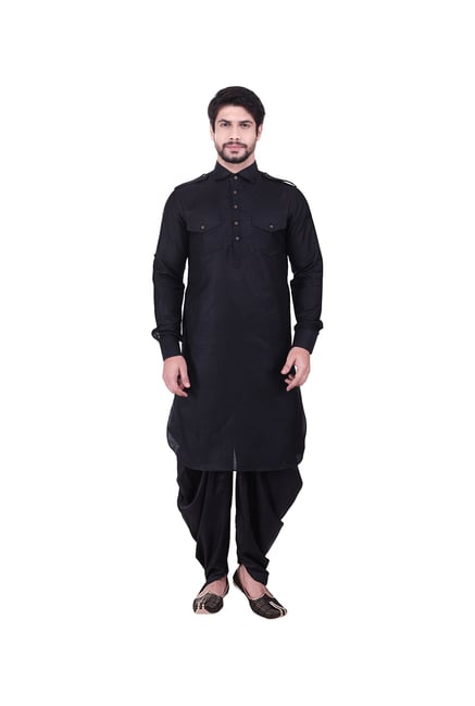 black pathani suit manyavar