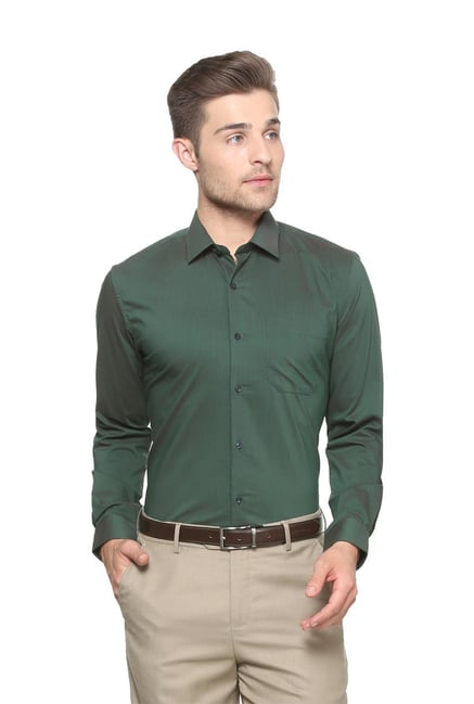 dark green slim fit dress shirt