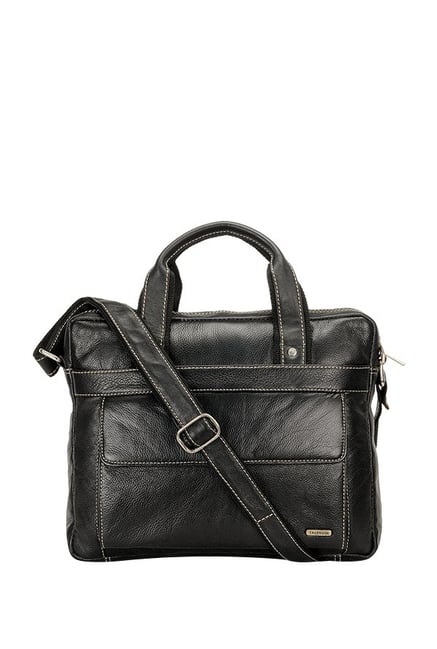Teakwood Leathers Black Solid Laptop Messenger Bag