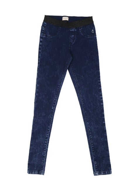 Gini & Jony Kids Blue Solid Jeggings