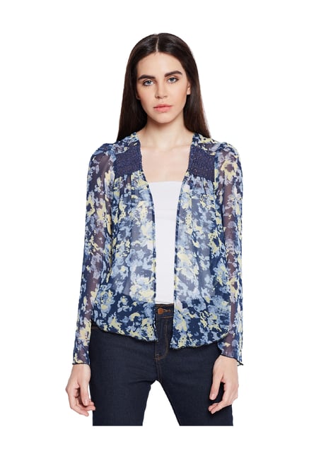 Oxolloxo Navy Printed Shrug