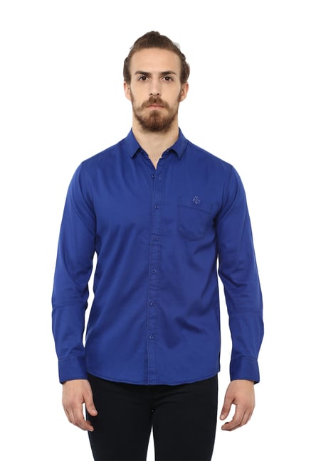 Buy Mufti Royal Blue Full Sleeves Shirt for Men Online @ Tata CLiQ
