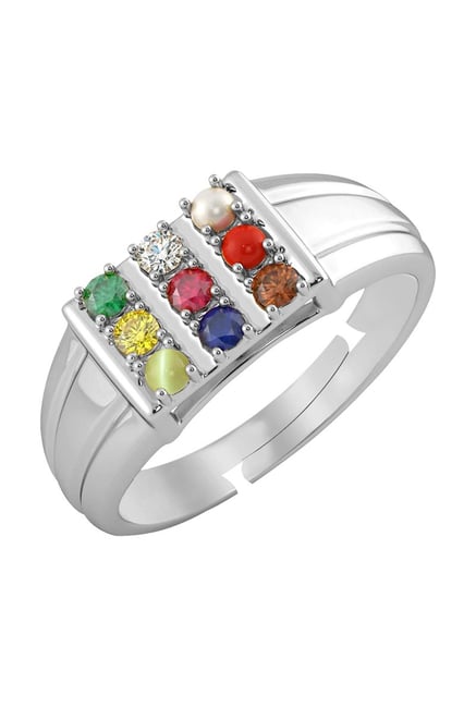 Natural Navaratna (9 stones) 925 Purity Silver Ring 100% Original,  Navratna5053