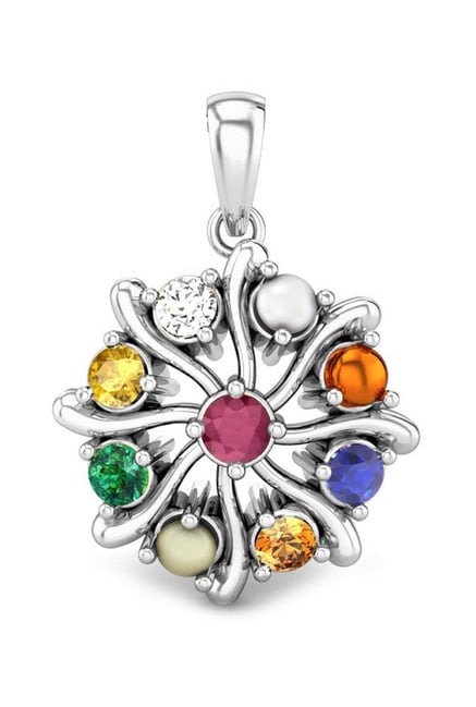 Clara Navratna Stone Nine Planets Sterling Silver Pendant