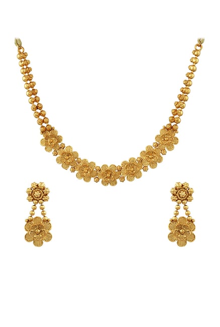 Sia Art Jewellery Golden Necklace Earring Set Online At Best Sia Art Jewellery Golden Necklace Earring Set