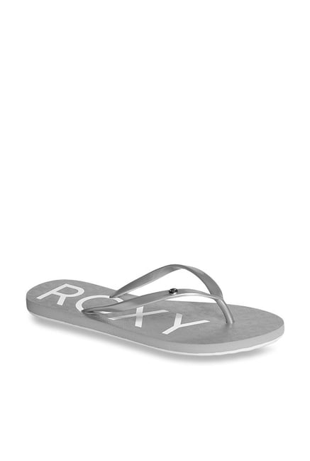roxy silver flip flops