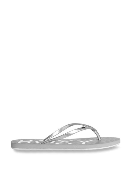 roxy silver flip flops