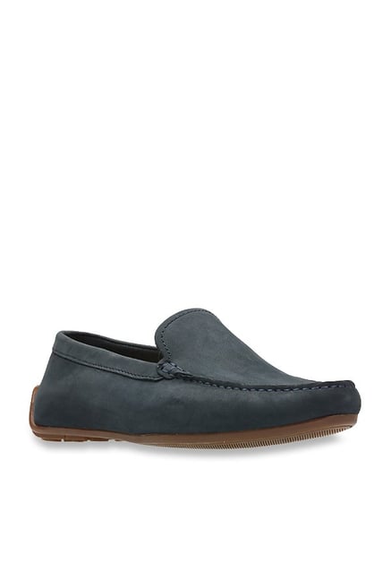 clarks navy blue loafers