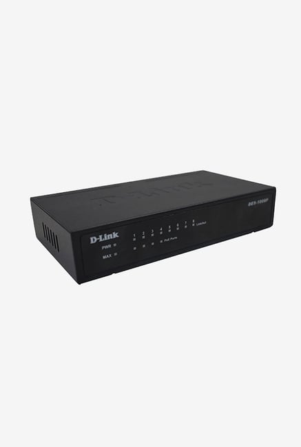 D Link DES 1008P 8 Port 10/100 Mbps Fast Ethernet Desktop Switch with 4 PoE Ports Black