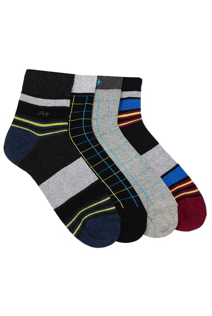 Arrow Black Light Grey Ankle Length Socks Pack Of 4 For Men Arrow Black Light Grey Ankle Length Socks Pack Of 4 For Men Online Tata Cliq