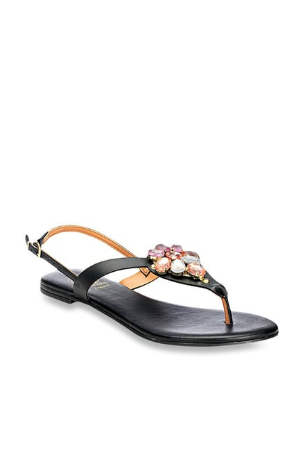 Buy Pavers England Black Back Strap Sandals For Women At Best