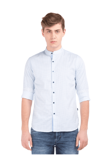 Flying Machine White Regular Fit Cotton Shirt