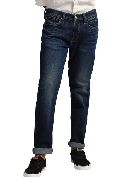 Levi s 504 Dark Blue Solid Low Rise Jeans