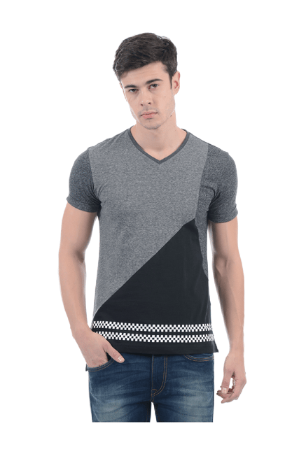 Flying Machine Grey Regular Fit Cotton T-Shirt