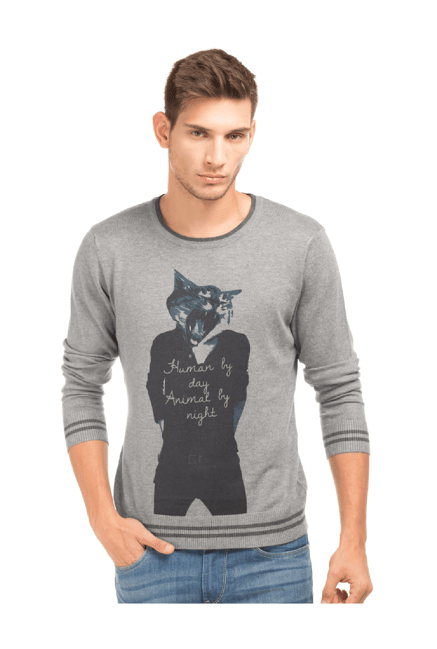 Flying Machine Grey Full Sleeves Sweatshirt