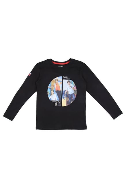 Palm Tree by Gini & Jony Kids Black Printed T-Shirt