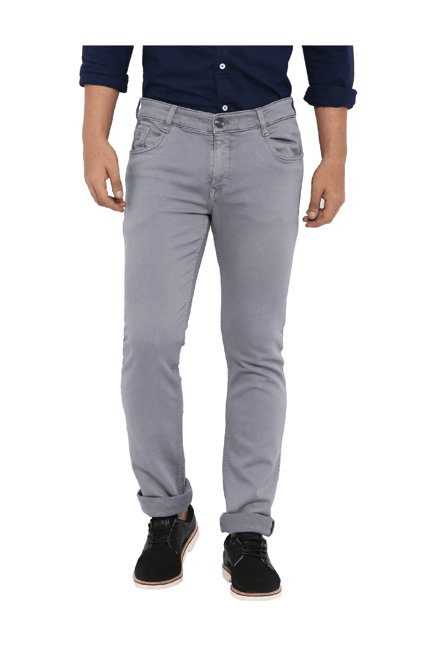 Parx Grey Slim Fit Low Rise Jeans