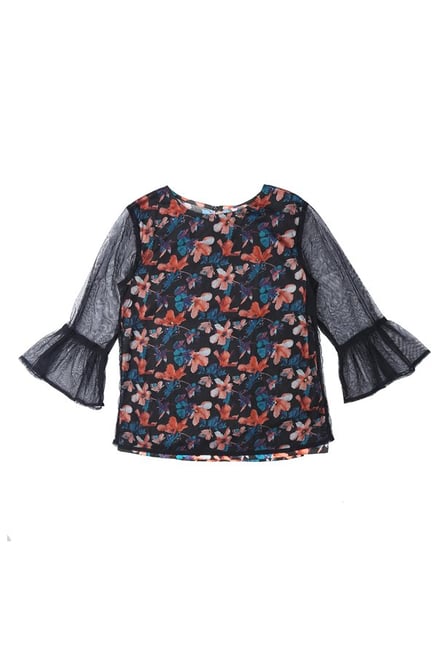 Palm Tree by Gini & Jony Kids Black Floral Print Top